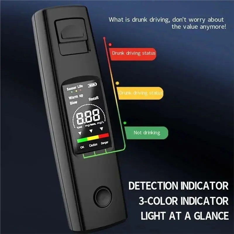 Hot Selling-Portable Breathalyzer Professional High Sensitivity Digital Breathalyzer, Rechargeable Breath Breathalyzer With LED,