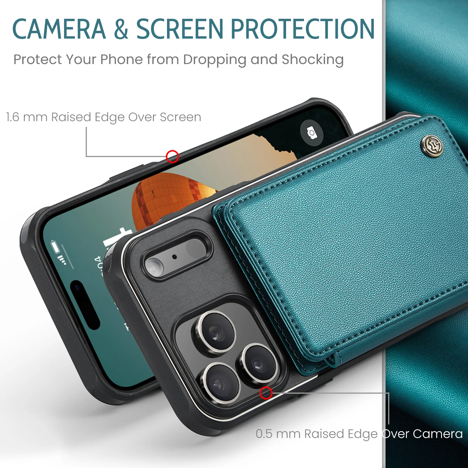 

CaseMe-C22 Wallet Card Holder Case for iPhone Air/17 Pro Max 16 15 14 13 12 11 Pro Max XS XR SE 7 8 Plus Leather Cover Protector