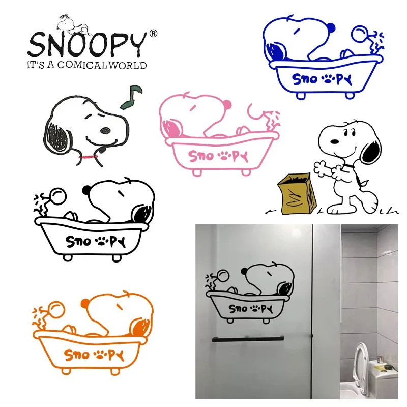 Snoopy Bathroom Wall Sticker Toilet Decor Living Room Cabinet Home Decoration Decals Beautify Self Adhesive Mural WC Doorway new
