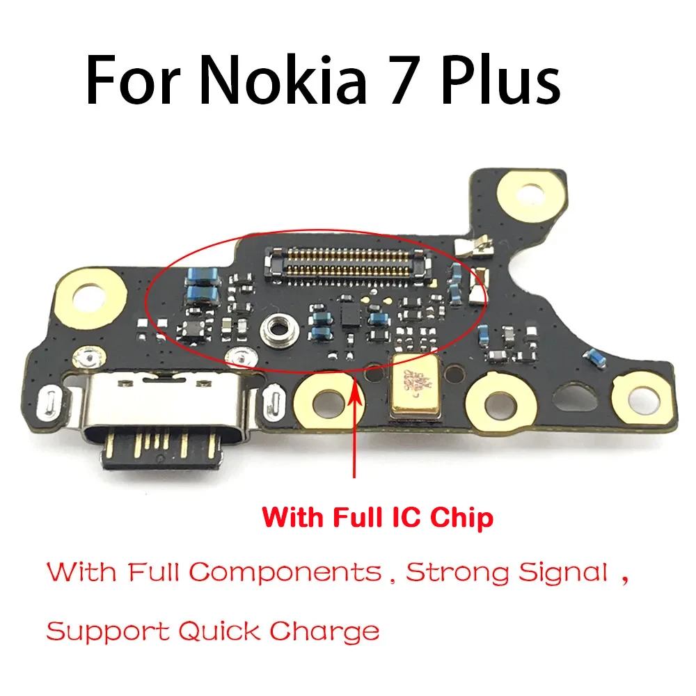 20Pcs， NEW USB Charging Port Micro Dock Connector Board Flex Cable Repair parts For Nokia 7 Plus 7+ TA-1049 1055 1062