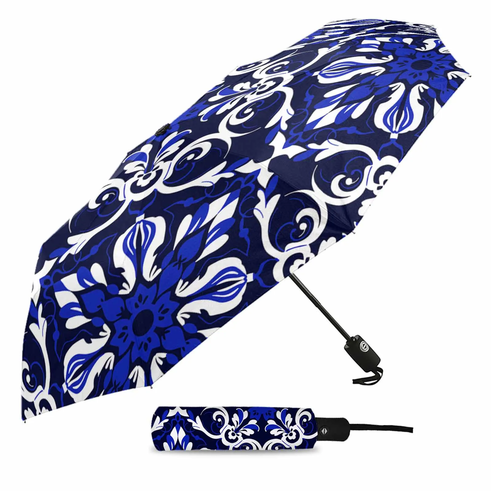 Texture Flower Line Gradient Flower Automatic Umbrella for Rain Foldable Parasol Umbrella Eight strand Outdoor Umbrellas