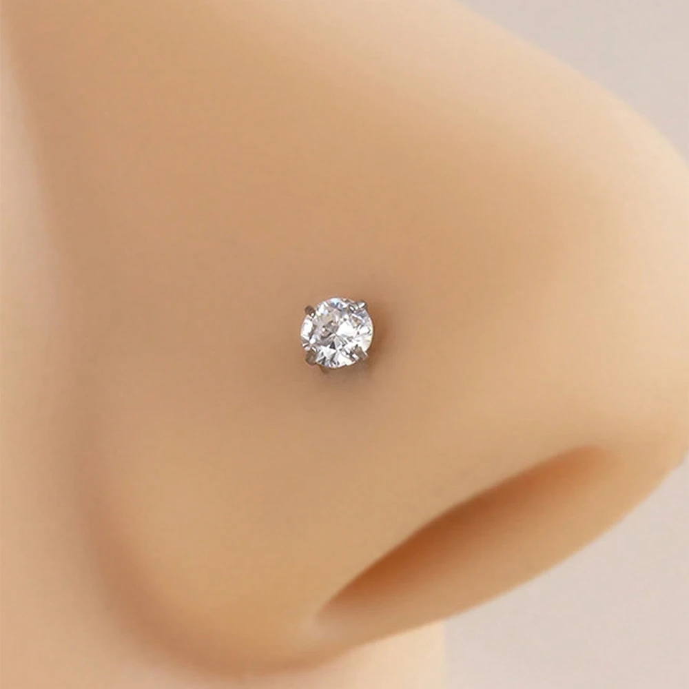 20G Nose Studs Snap Nose Rings Set Kit Nose Piercing Gun With CZ  Nose Piercing Gun With Sterile Nose Stud Self Nose Piercing