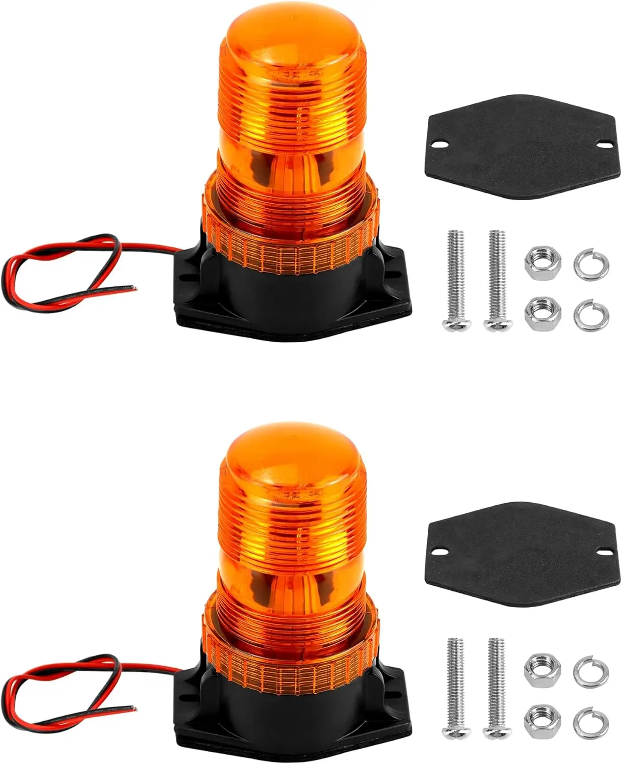 

Amber LED Strobe Lights, Emergency Warning Flashing Beacon for Trucks Cars Tractors UTV, 2 Pack