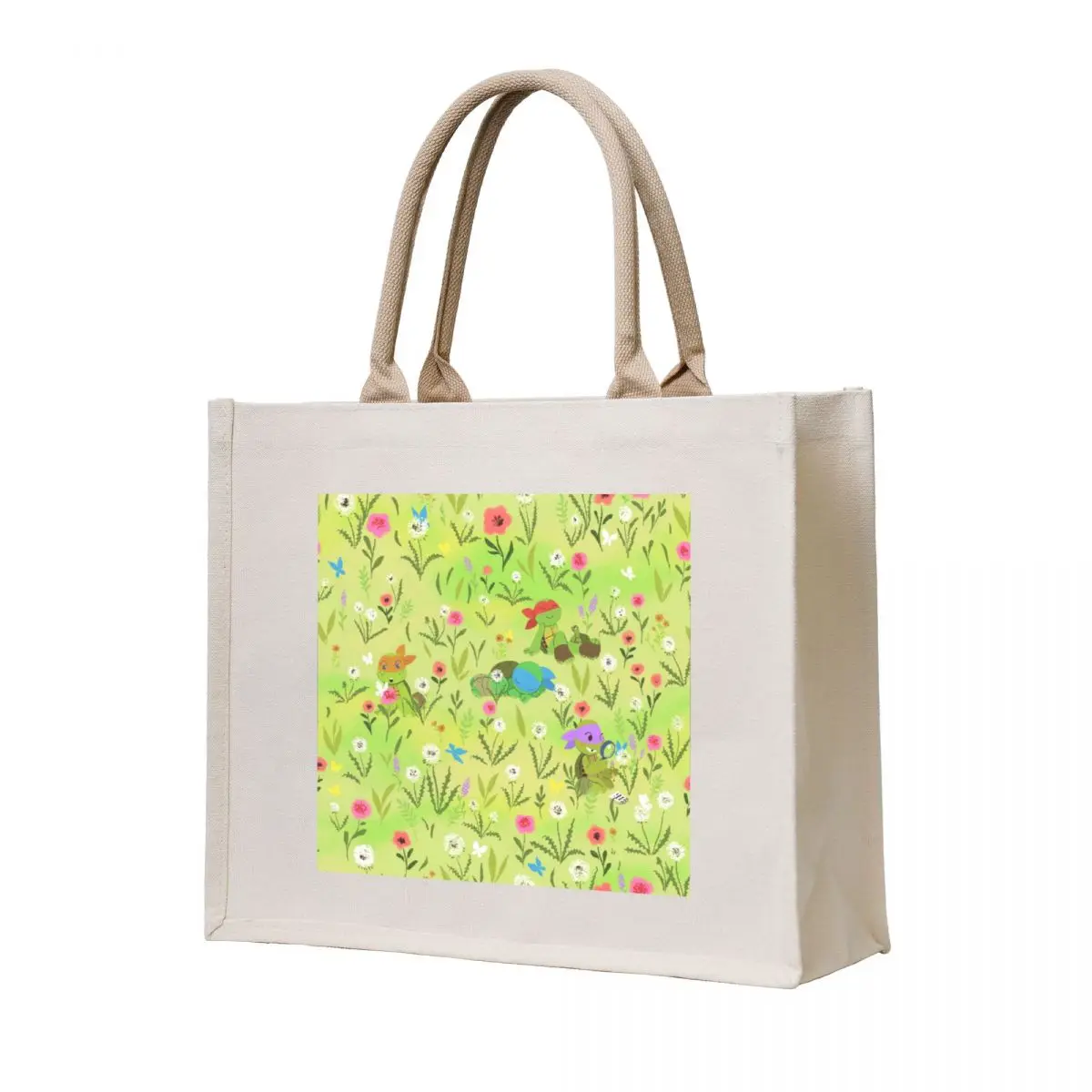 Flowers and Turtles Tote Bag bags for women tote bag canvas Portable shopping bag Handbags