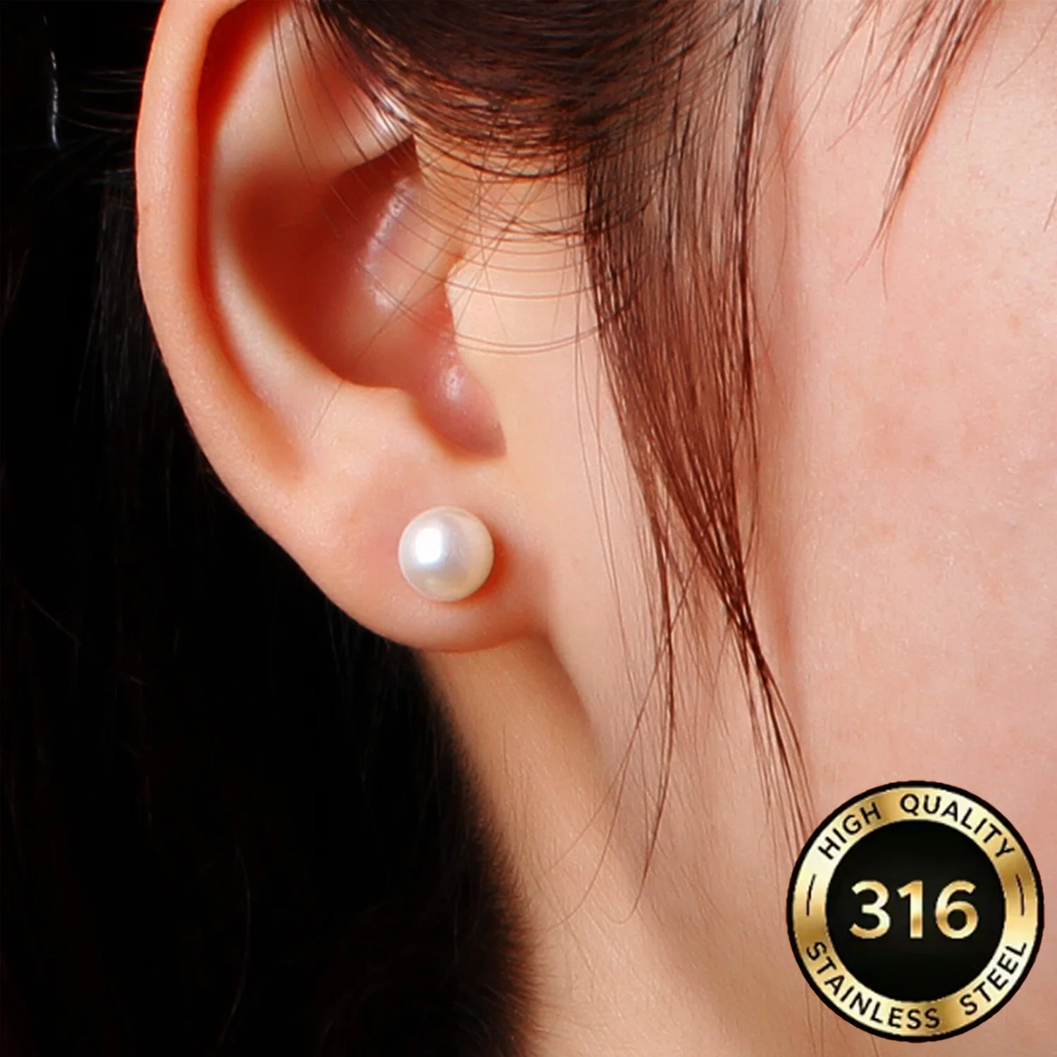 6MM Freshwater Pearl Stud Earrings Fashionable Elegant Jewelry Stainless Steel Posts Sweet Versatile Women's Fashion Accessories