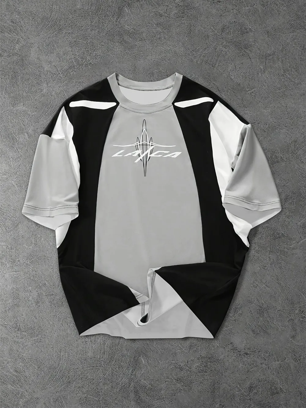 New fashionable men's summer letter splicing striped print micro elastic breathable round neck T-shirt outdoor casual top