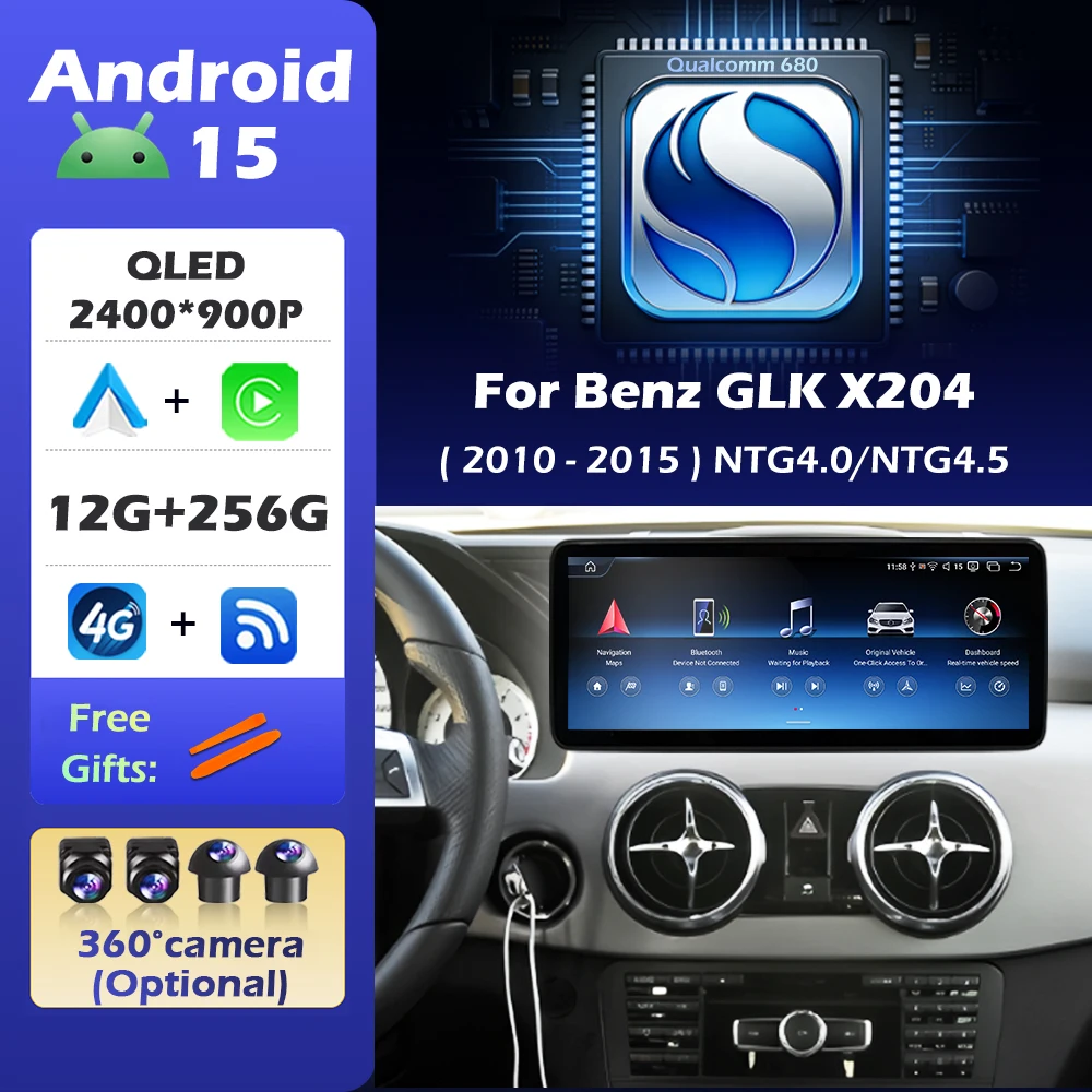 for Mercedes Benz GLK X204 2010 - 2015 Car Radio Multimedia Player Android Auto Navigation GPS Wireless CarPlay 4G WIFI NO 2 DIN