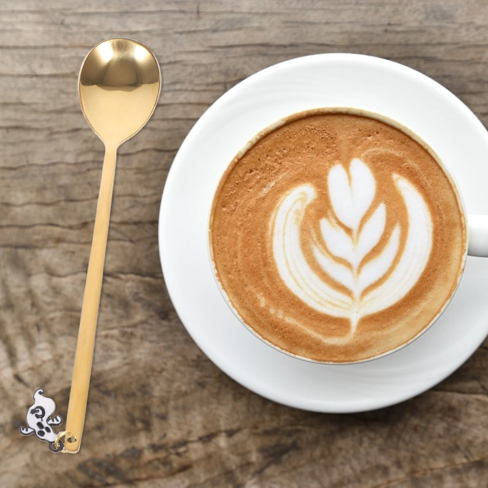 

4Pcs Halloween Spoons Stainless Steel Tableware Dessert Ice Cream Coffee Mixing Spoons Adorable Pendant Comfortable Hold Party