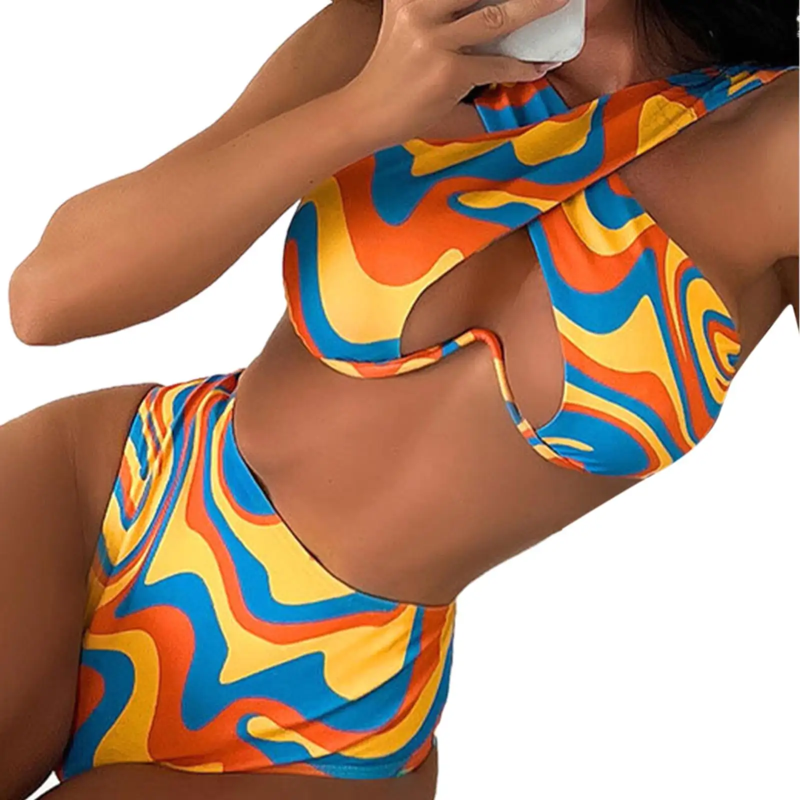 Swimwear Summer Fashion Print Hanging Neck Swimsuit Sexy Swimsuit Bikini Suit Sexy Swimsuit Hanging Neck