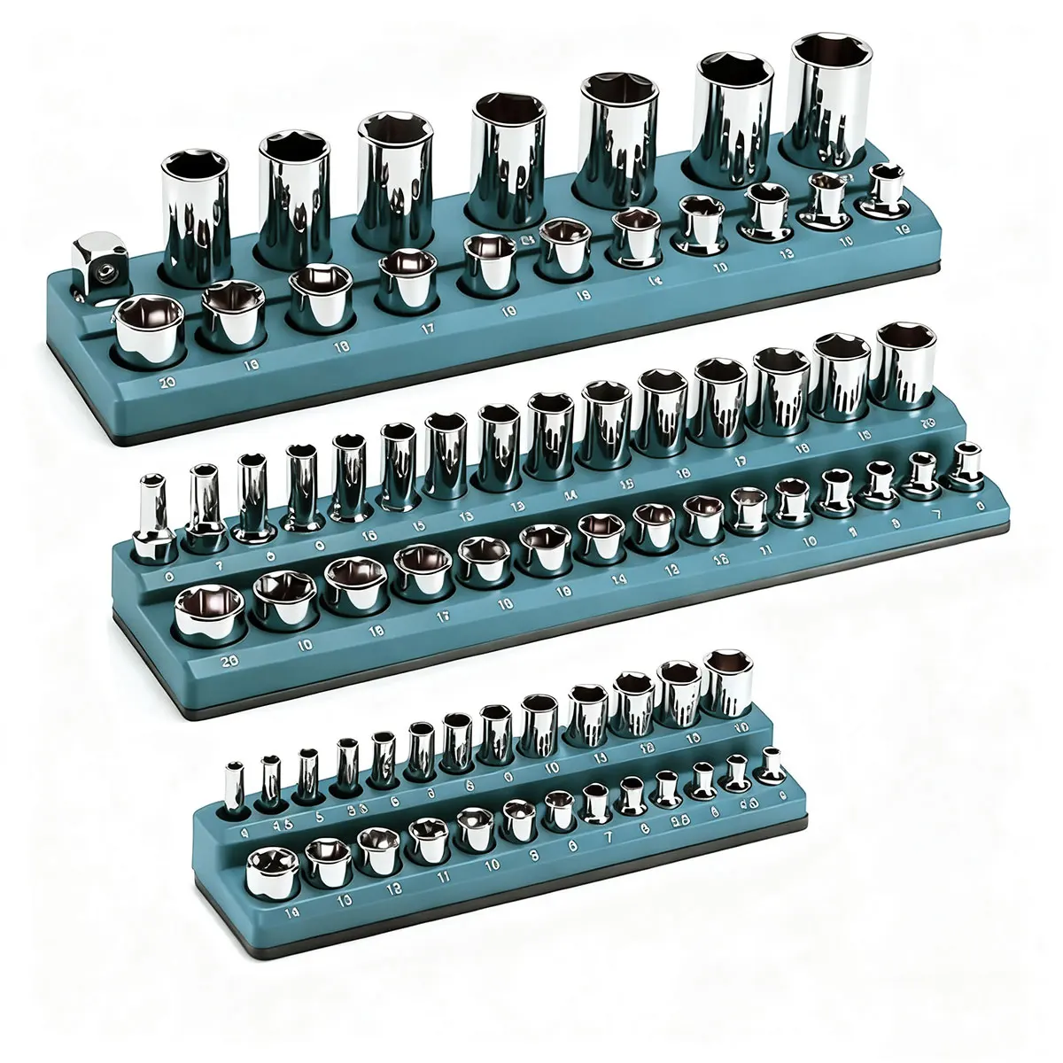 Professionele Magnetische Socket Houder Drive Metrische Socket Organizer Opslag Installatie Tool Kit 3 stks/set