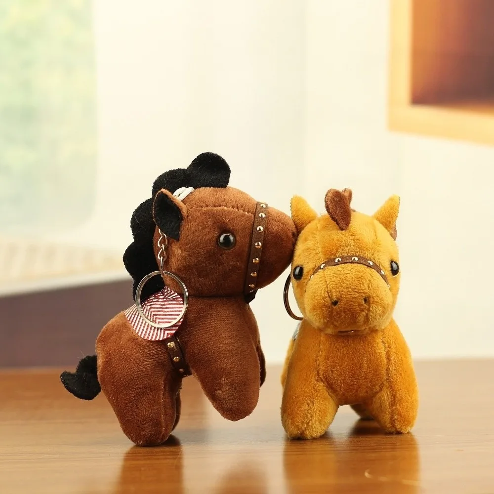 Pônei dos desenhos animados pingente mascote boneca corcel boneca animal de pelúcia chaveiro estilo chinês mochila pingente de pelúcia cavalo chaveiro