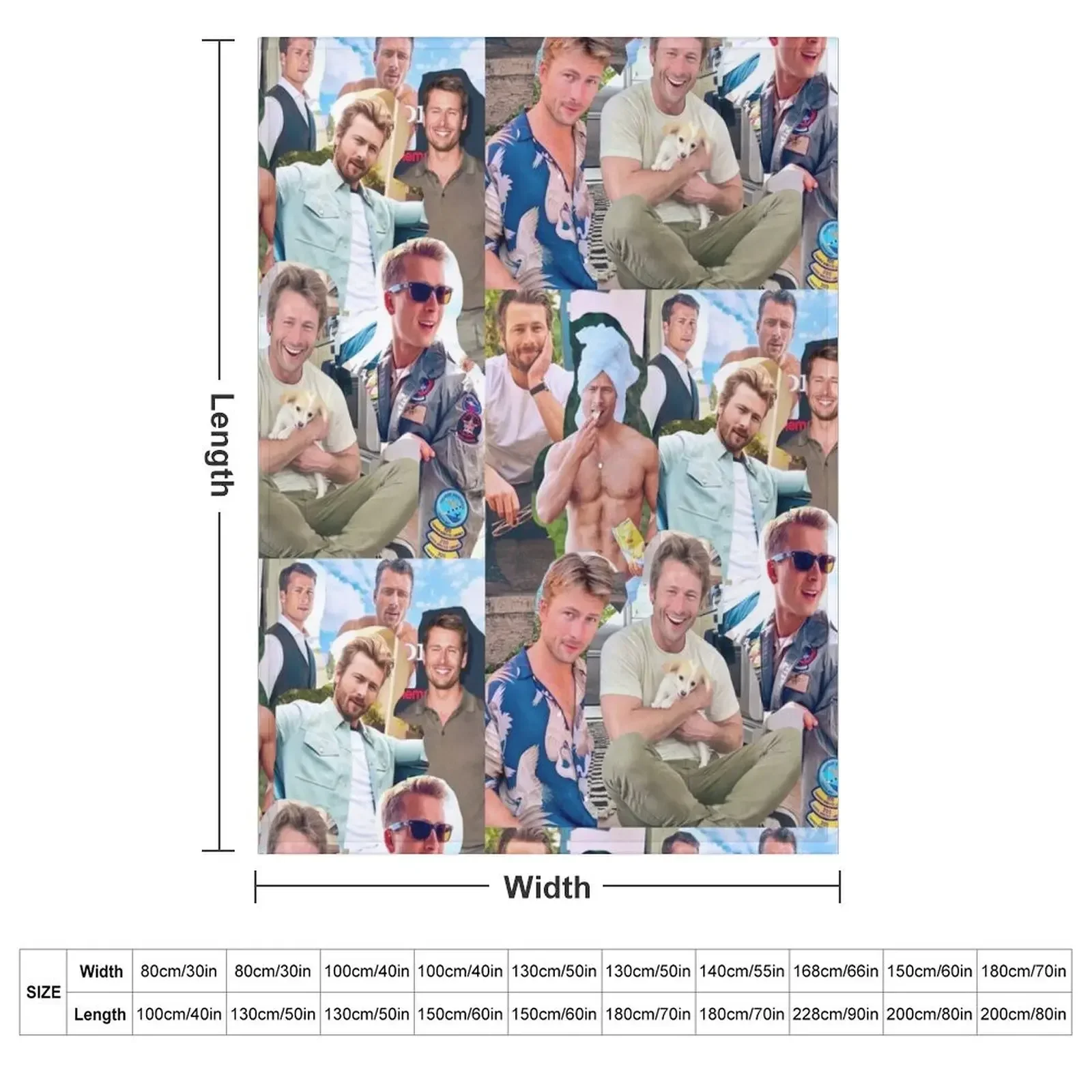 Glen Powell photo collage Throw Blanket couch cozy soft plush fuzzy picnic outdoor blanket