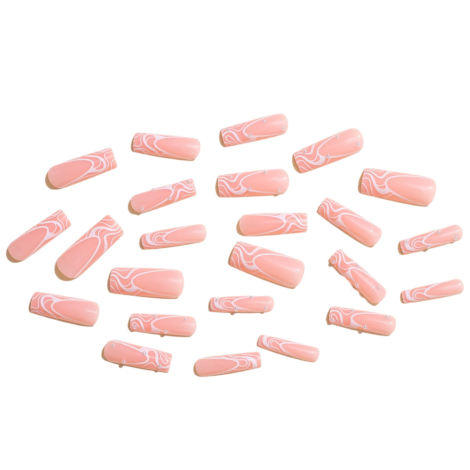 Pink Long Tube Square False Manicure Ultra-flexible Long Lasting Fake Nails for Daily and Parties Wearing