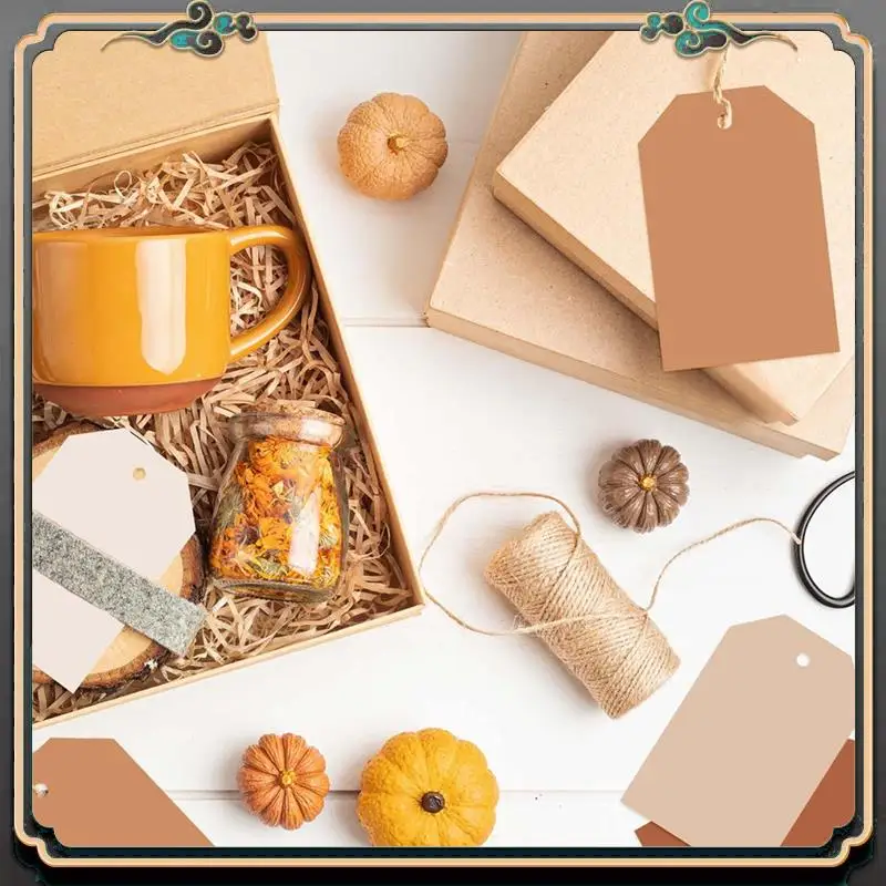 

Reliable-120Pcs Terracotta Gift Tags 4 Gradient Solid Colors Hanging Labels With Rope Bulk Colorful Blank Paper Tags