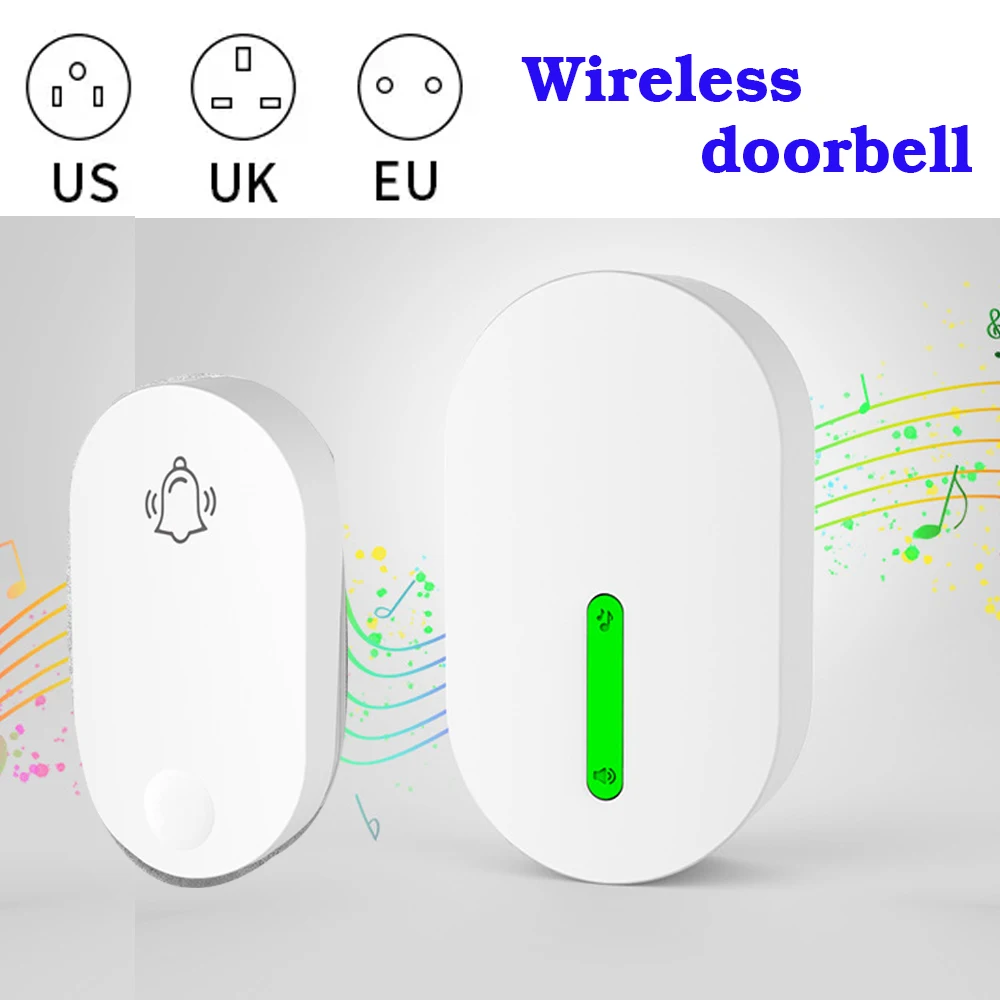 Zewnętrzny bezprzewodowy dzwonek do drzwi wodoodporny zestaw dzwonków do domu 100M zdalny wtyczka UK US ue zdalny dzwonek do drzwi do domu