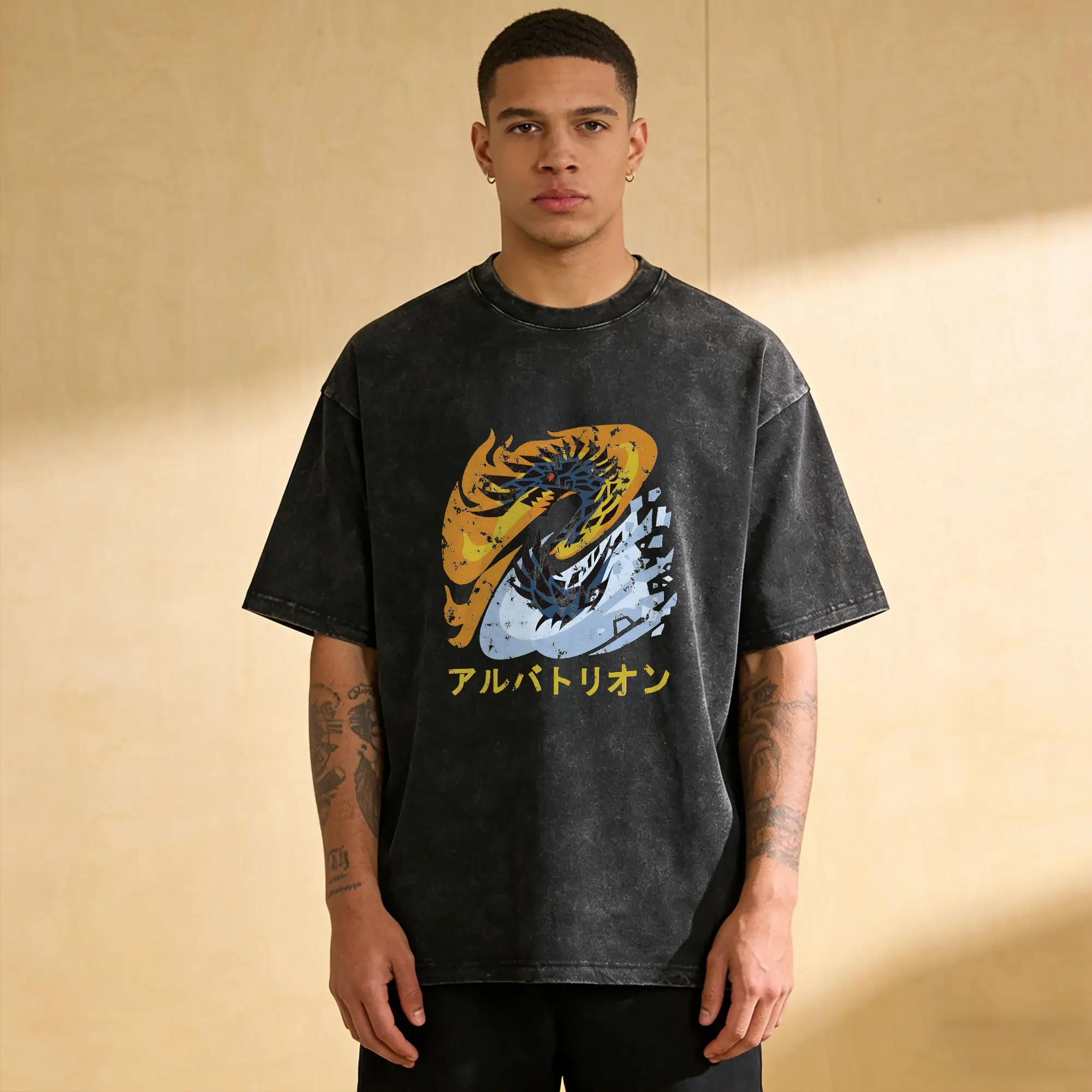 Camiseta Monster Hunter World MHW para hombre, camiseta humorística de algodón, camisetas de manga corta con cuello redondo, ropa con estampado gráfico