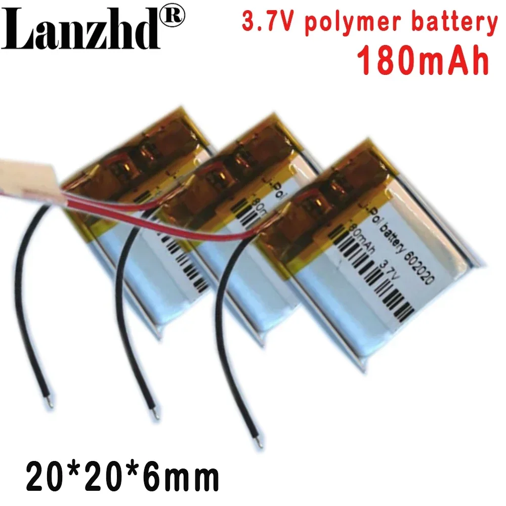 602020 Li Polymer Lithium Battery 180MAH 3.7V For Smart watch driving record Bluetooth speaker Battery