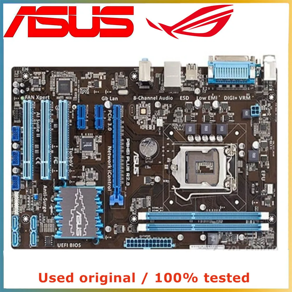 

Материнская плата для компьютера ASUS P8H61 PLUS R2.0 LGA 1155 DDR3 16 ГБ для Intel H61 P8H61 десктопная материнская плата SATA II PCI-E 2,0 X16