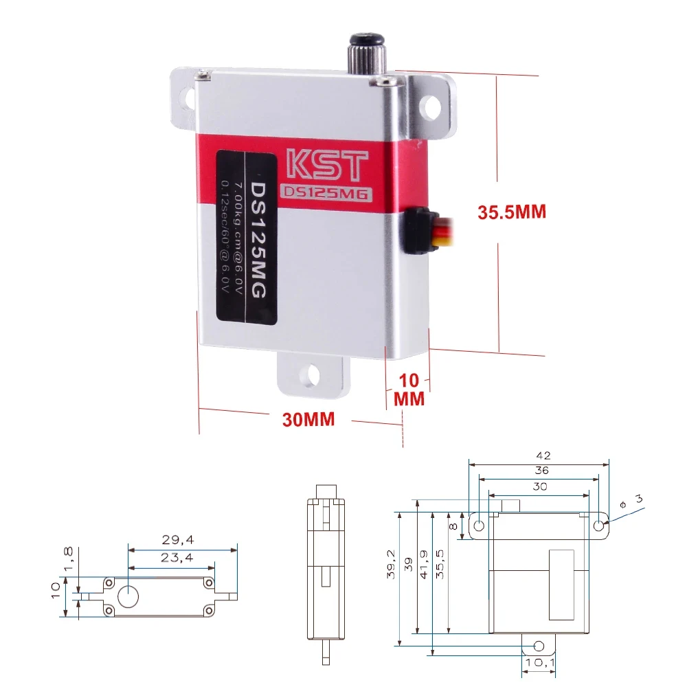 KST DS125MG/DS135MG/DS145MG Metal Gear Digital Wing Servo For RC Glider CNC glider fixed wing steel tooth servo