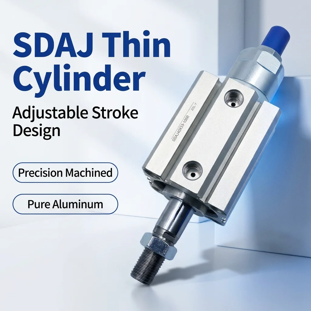 SDAJ Adjustable Stroke Compact Mini Cylinder SDAJ16 20 25 32 40 50 63mm Double Acting pneumatic components Adjustable Stroke