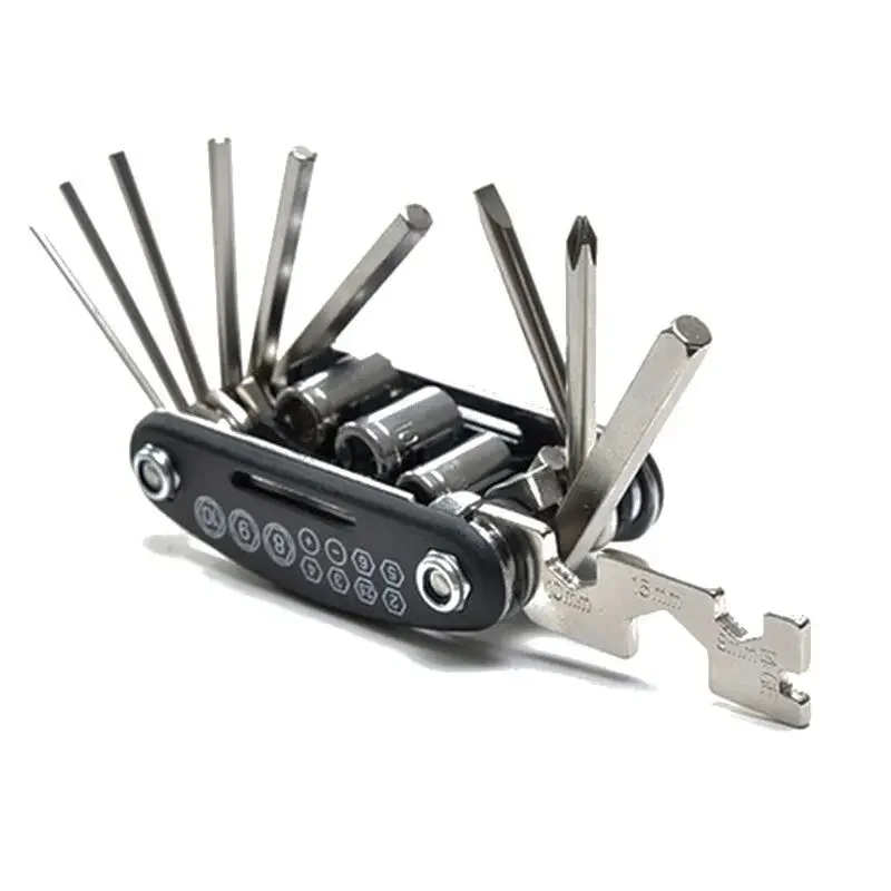 Bicycle Repair Tool Maintenance Combination Tire Mending 16 in 1 Tool Multi-functional Folding Repair Tool Wrench Set Bike Parts