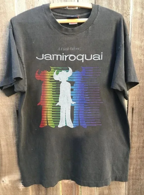 Rock Y2k Top Vintage Jamiroquai Band gráfico reimpresión camiseta Vintage High Street deportes camisetas estampado algodón Casual camiseta Unisex