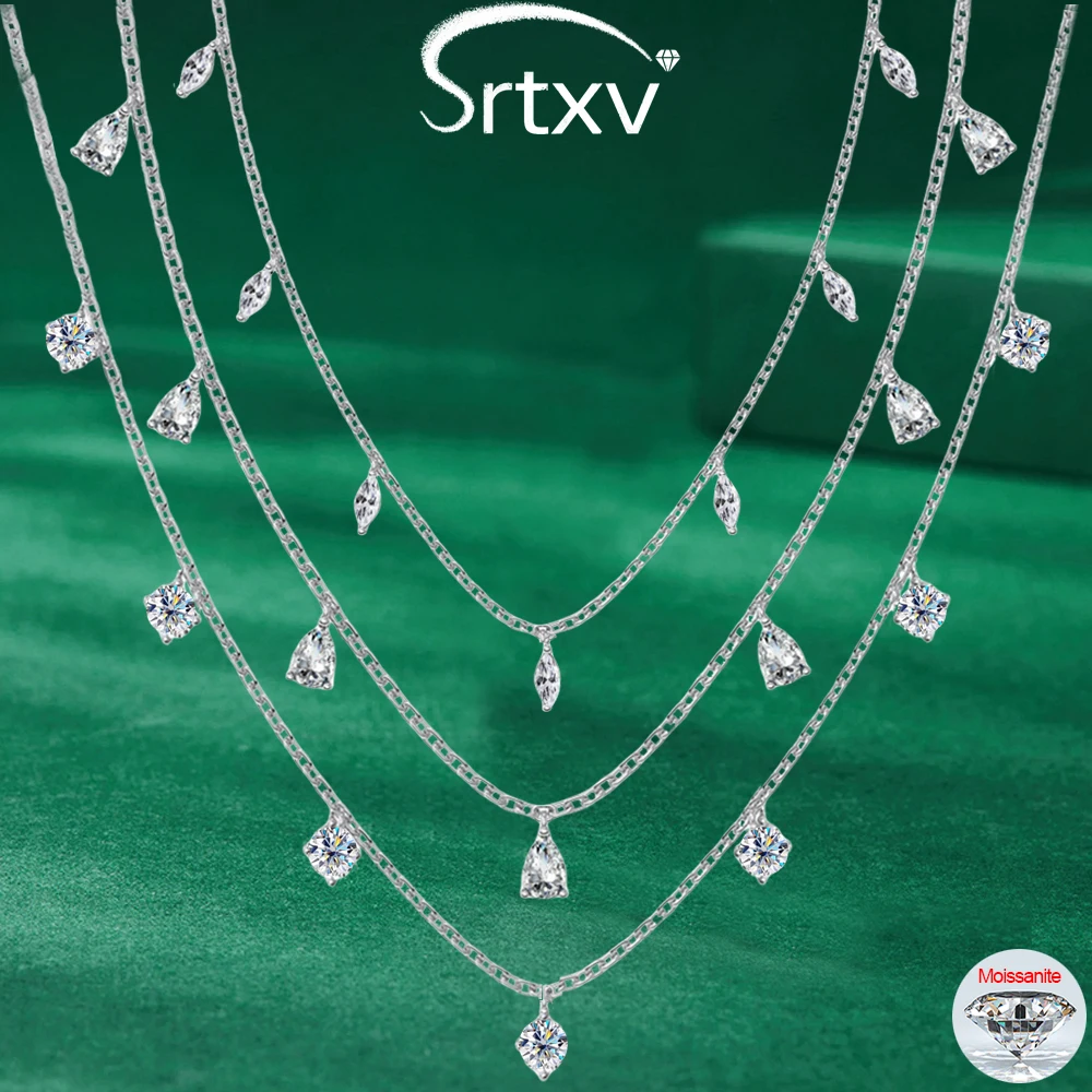 

Сертифицированные ожерелья с подвеской из муассанита груши/маркизы/круглого огранки для женщин, подарок S925, серебро, лабораторный бриллиант, изящная штабелируемая цепочка на шею