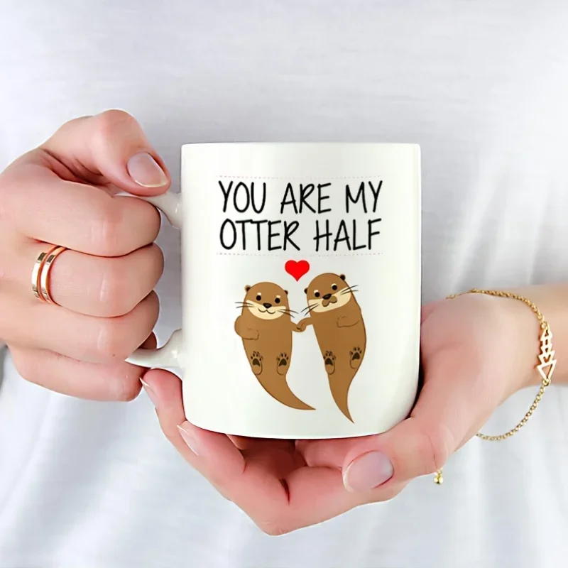 1pc Otter Love Ceramic Coffee Mug - Insulated, Reusable, Machine Washable, Multipurpose, Perfect for Mother's Day, Birthdays
