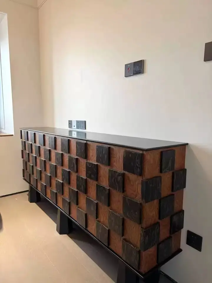 

Паркет с рисунком опухоли дерева, художественный обеденный боковой шкаф, средневековый домашний шкафчик из цельного дерева, креативный паркетный вход