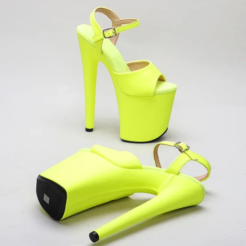 Leecabe 20cm/8inches Matte PU yellow color  high heel sandals sexy model shoes pole dance shoes