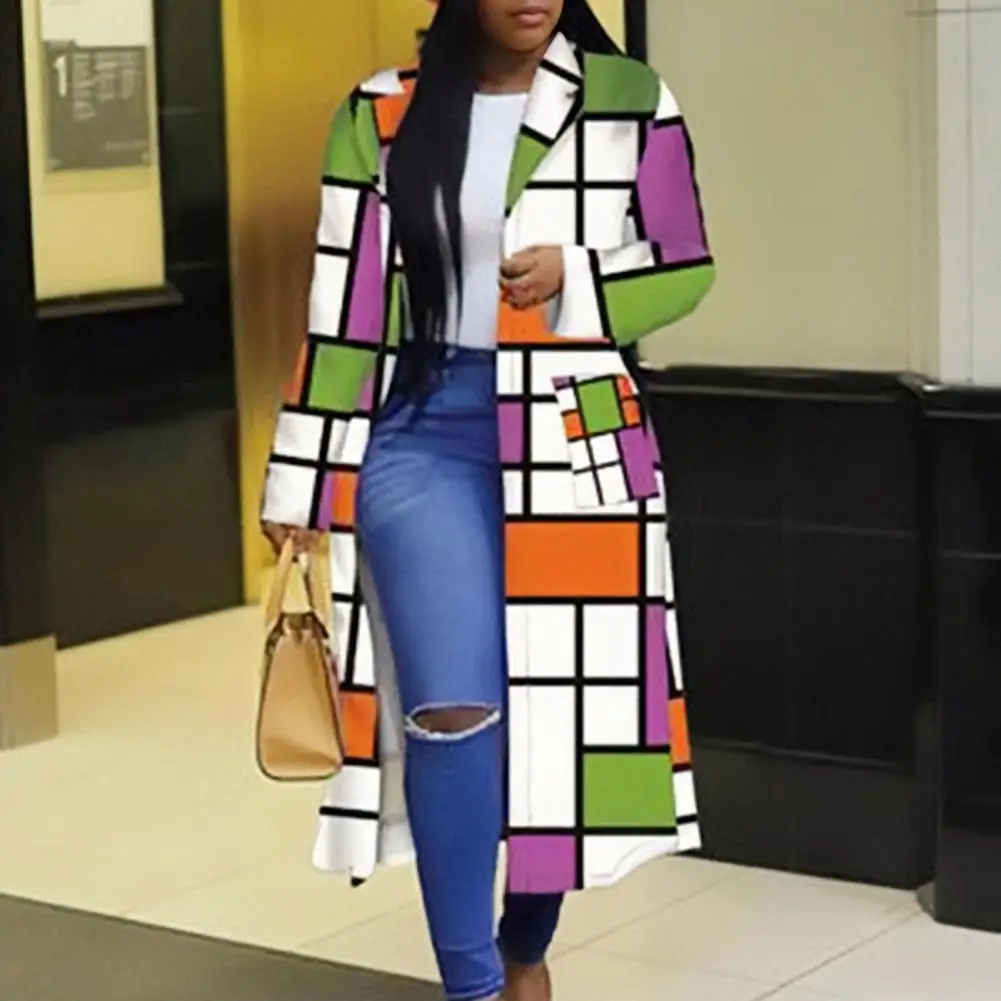 

Attractive African Coat Plaid Double-breasted Women Color Block Plaid Double-breasted Jacket