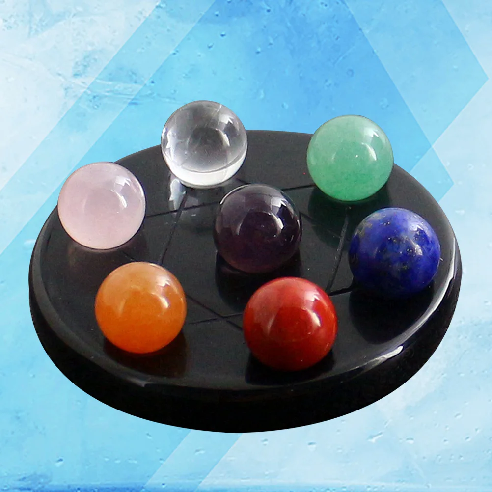 7 Chakra Platonic Solids Crystals Decorate Ball Seven-star Appetizer Plate Obsidian with Stand