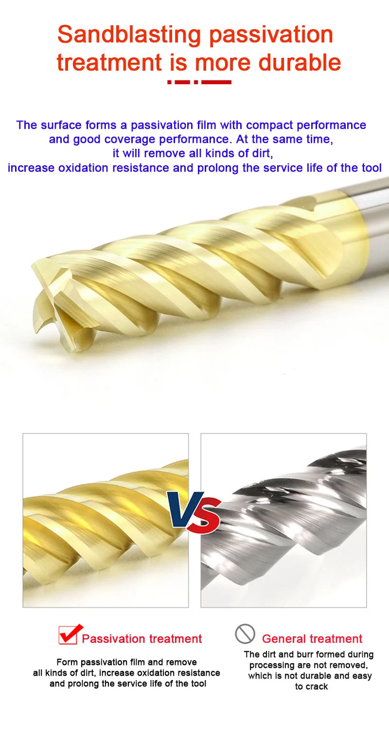 4-Schneiden HRC68 Hartmetall-Schaftfräser aus Wolframstahl, Fräser, CNC-Schneidwerkzeuge für Edelstahl und Titanstahl – Detail 3