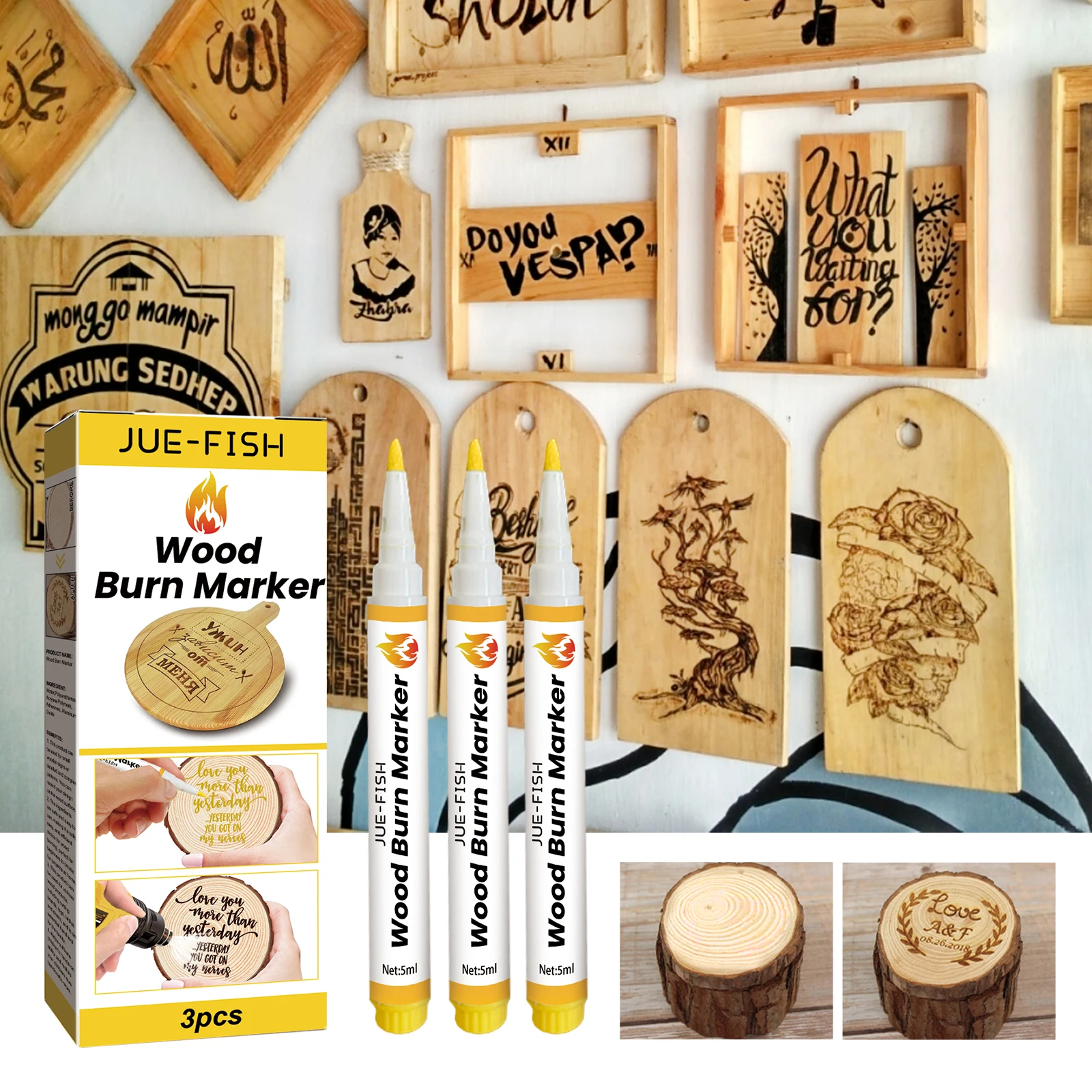 New DIY Scorch Wood Burned Marker Long Lasting Easy to Use Draw Complex Patterns Practical Chemical Wooden Marker Painting Pens
