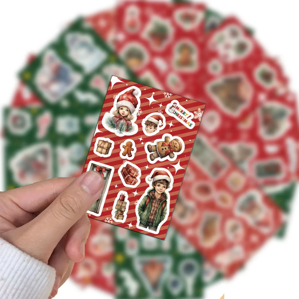 Impermeável Natal série adesivos, presente, bagagem, laptop, 8 pcs