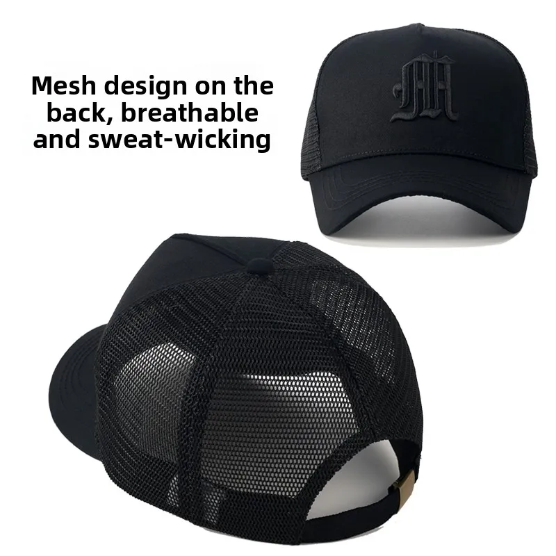 Men's Summer Fashion Brand High Top Baseball Cap Wide Brim Sun Protection Face Slimming Hard Top Hat Casual Style Cotton Cap