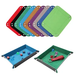 1pc Rectangle Storage Tray PU Leather Velvet Folding Dice Tray Table Games Key Wallet Coin Organizer Trays Sundries Serving Tray