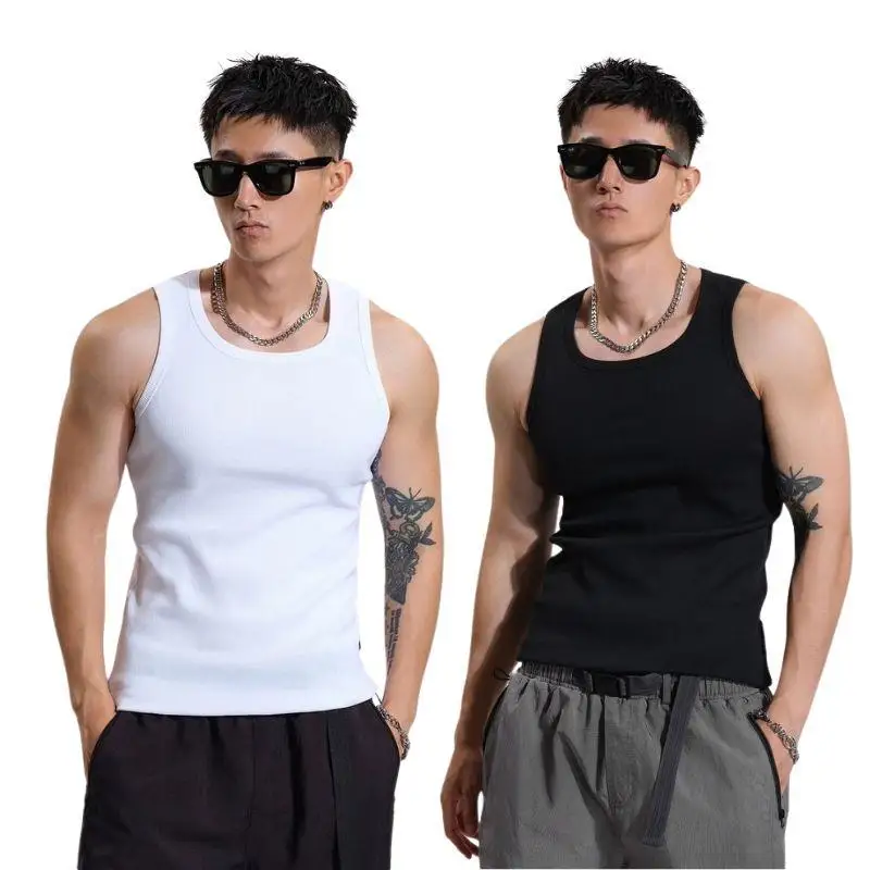 Summer Solid Square Neck Tank Top Cotton Black White Grey Women Men Plus Size Clothing Tank Singlets Sleeveless Fitness Vest