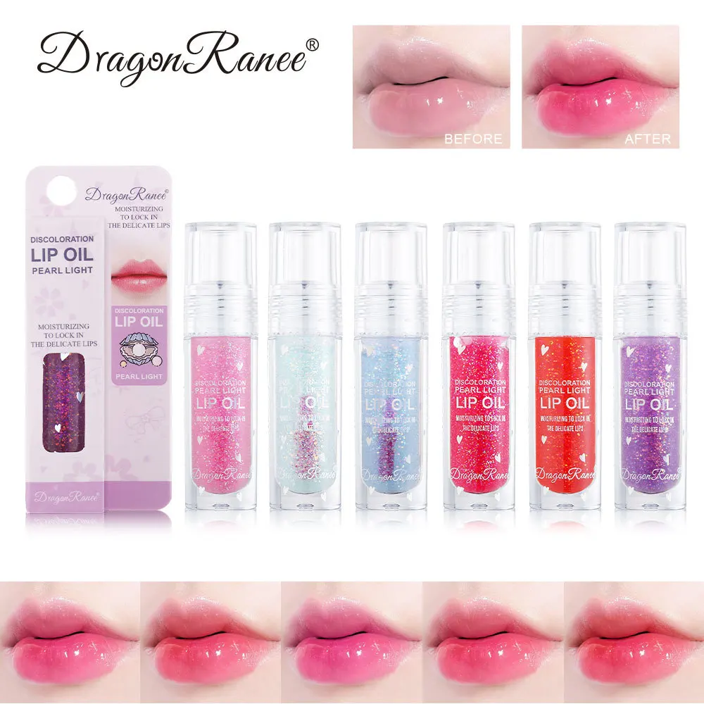 ลิปกลอสโปร่งแสงน้ําแข็งพร้อม Fine Shine Pearl Moisturizing Lip Dye Moisturizing Lip Glaze Oil ลิปสติกฐาน Warm Change แต่งหน้า