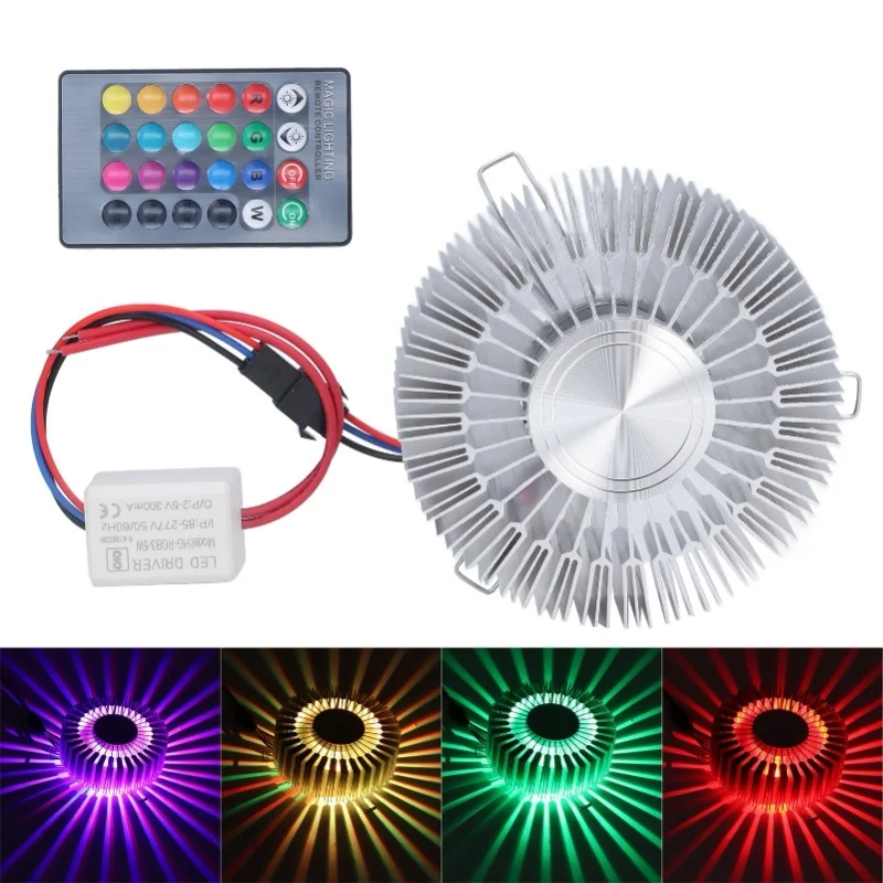 D5 Sun Flower Wall Lamp Aluminum 3W RGB LED Aluminum Wall Lamp With Remote Control For Bedroom Bedside Living Room Decor 85-277V