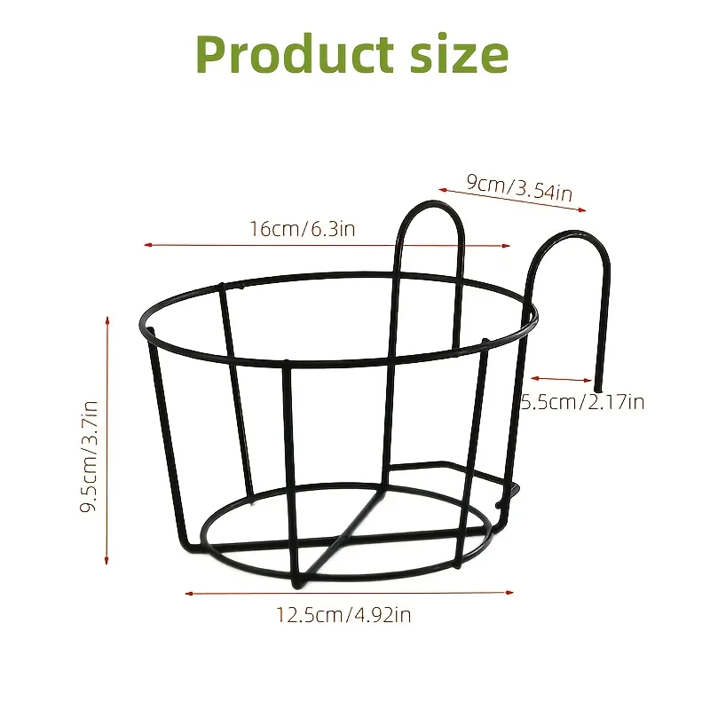 5/10pcs Heavy-Duty Metal Wall-Mounted Flower Pot Rack Round Space-Saving Balcony/Patio Plant Shelf Railing Succulents Herbs Ivy