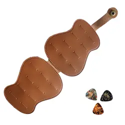 Leather Guitar Pick Holder Case,Handmade PU Leather Guitar Plectrum Holder with 18 Slots for Guitar Picks