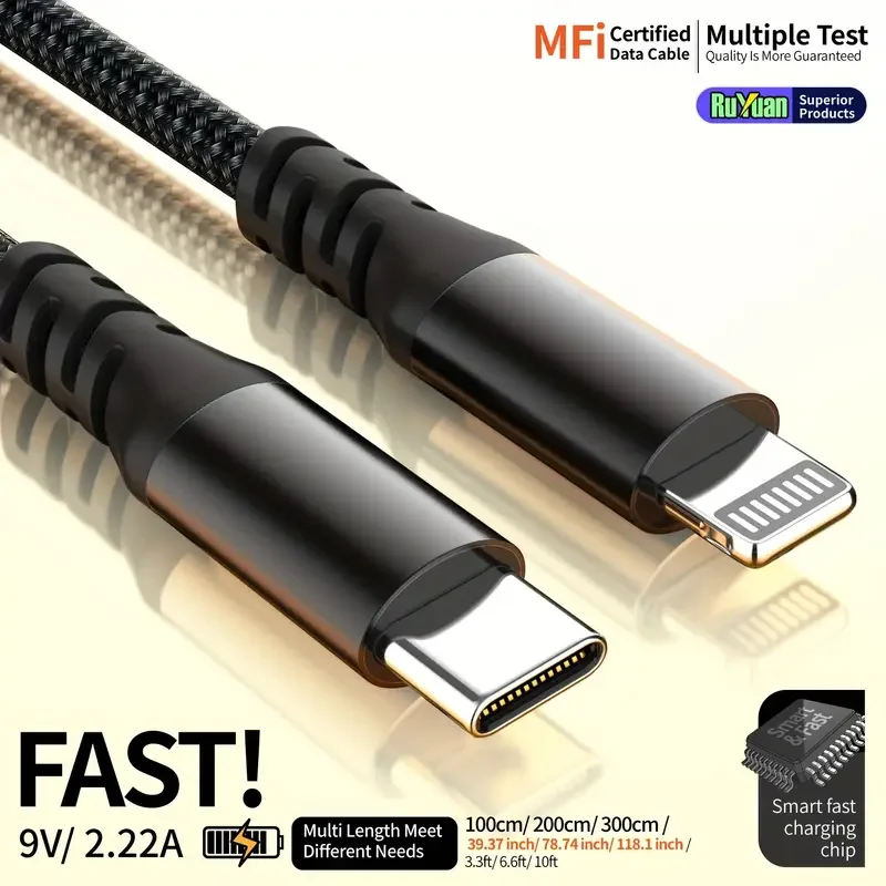 LAIHONEN 1PC MFI Certified Data Cable 20W Type C to Lightning Fast Charging Data Cable for iPhone 14 14 Plus 14 Pro 14 Pro Max