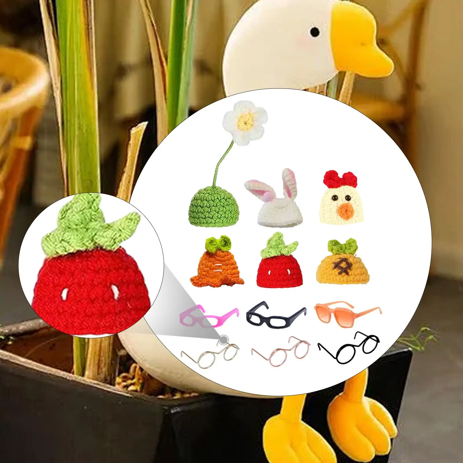 Mini-Strickmützen mit Sonnenbrille, Tischdekorationen, kleine Statue, Kleidung, Urlaubsdekoration als Geschenk, Schlafzimmer-Mittelstück