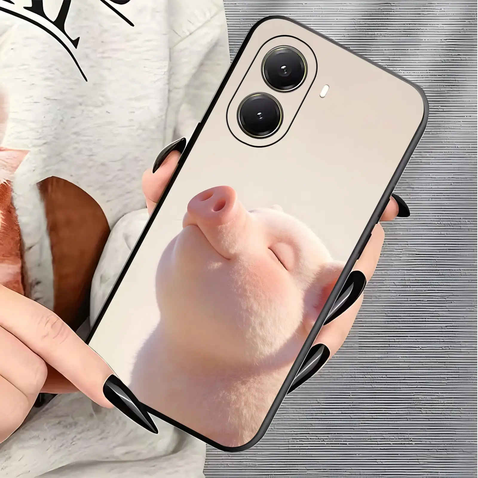 Phone Case For Xiaomi POCO M7 M6 M5 X8 X7 X6 F8 F7 F6 Pro 5G Soft black Shockproof Cover Cute little pig view 2