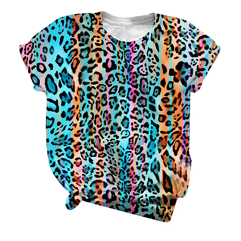 Fashion Leopard Butterfly 3D Print T-Shirts Woman Summer Short Sleeves T Shirt Harajuku Oversized Y2k Tops Women Tees Clothing