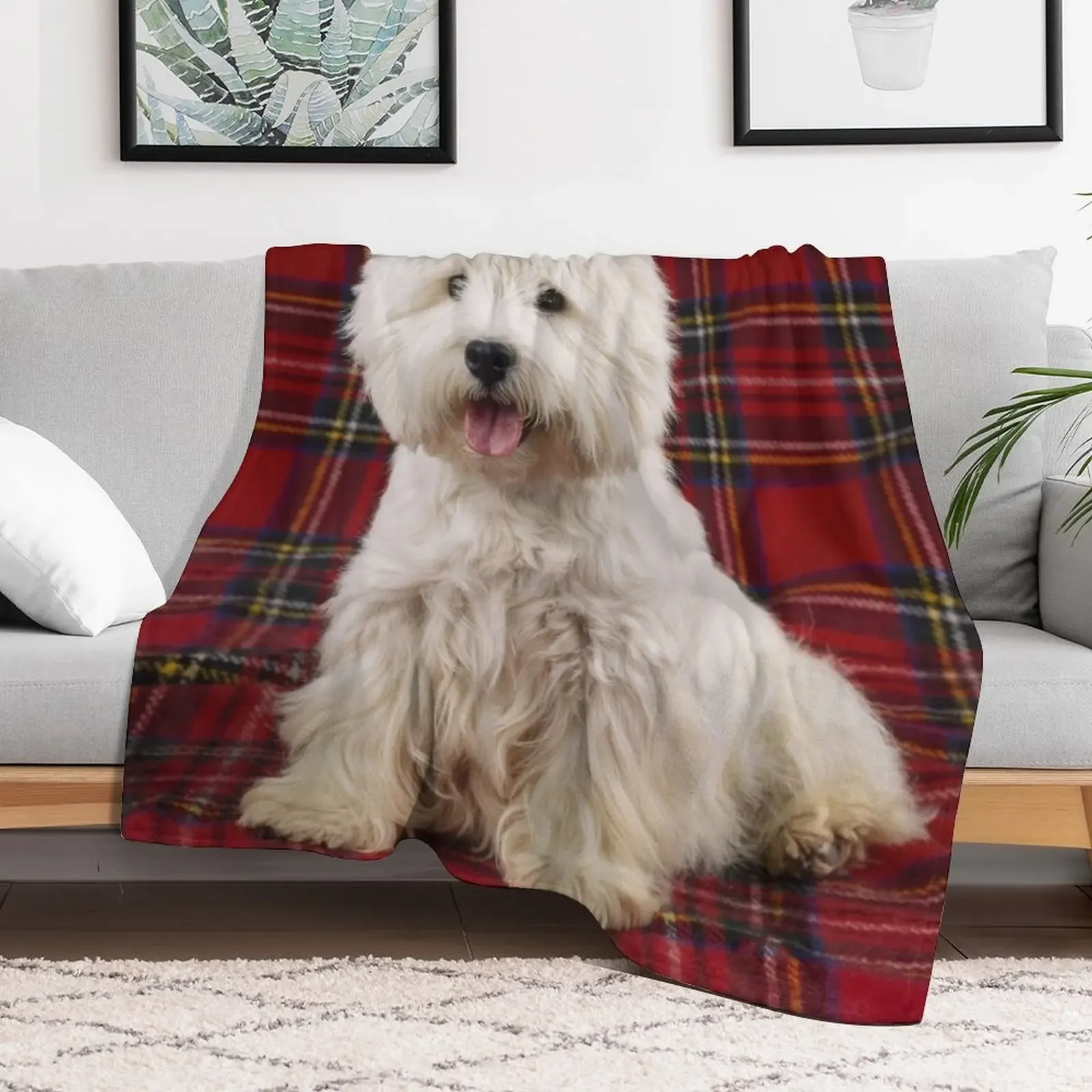 West Highland White Terrier on a Scotch Plaid Throw Blanket Beach for babies Blankets