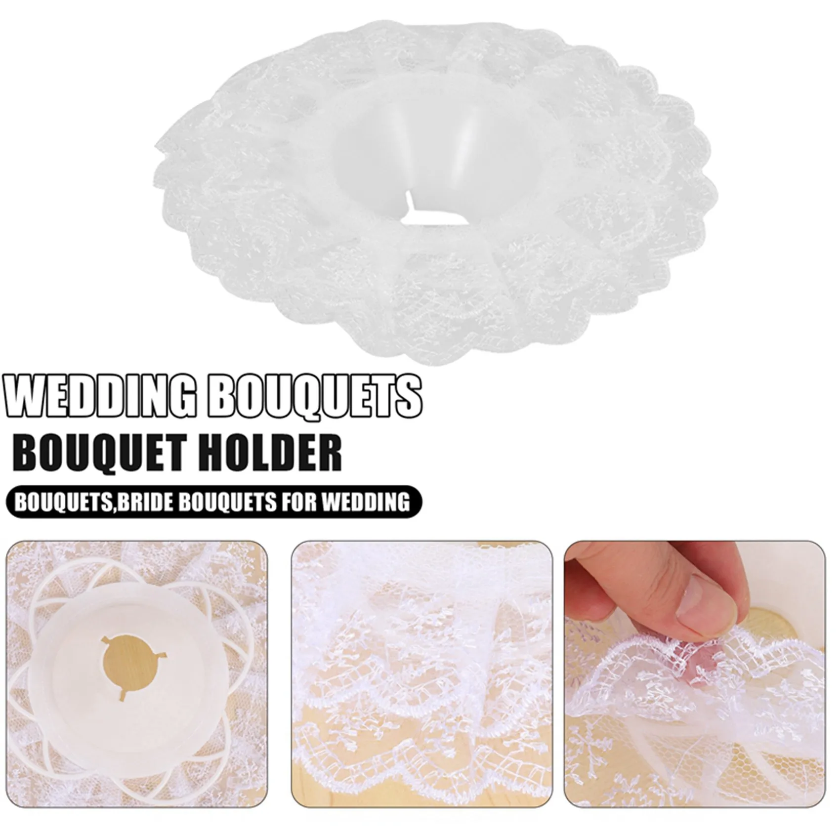 6Pcs Lace Bouquet Collar, Lace Collar DIY Bouquet Holder Wedding Bridal Bouquet Collar White Lace Decoration Bouquet Holder