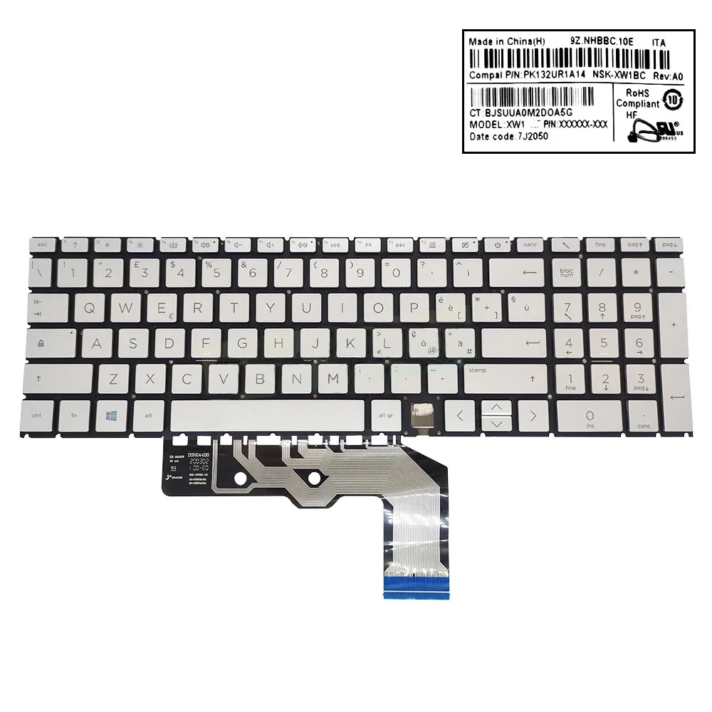 For HP ENVY X360 15-ED 15M-ED 15-AG ENVY 15 EE TPN-W140 C149 NSK-XW1BC Italian IT silver backlit keyboard