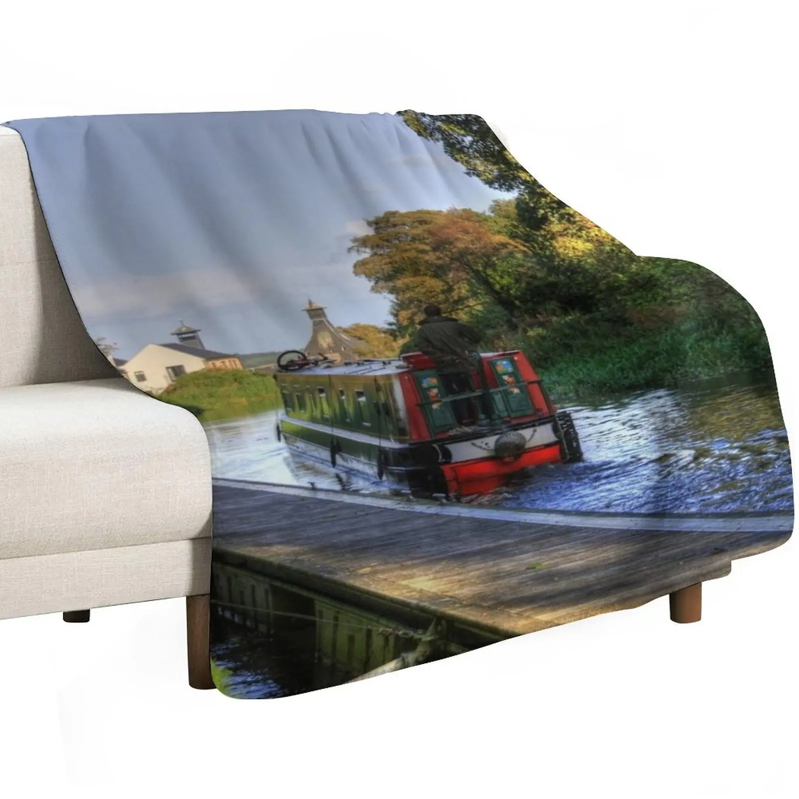 Narrow Boat at Strawberry Bank Throw Blanket Sofas warm for winter Luxury Throw Plaid Beach Sofa Throw Blankets